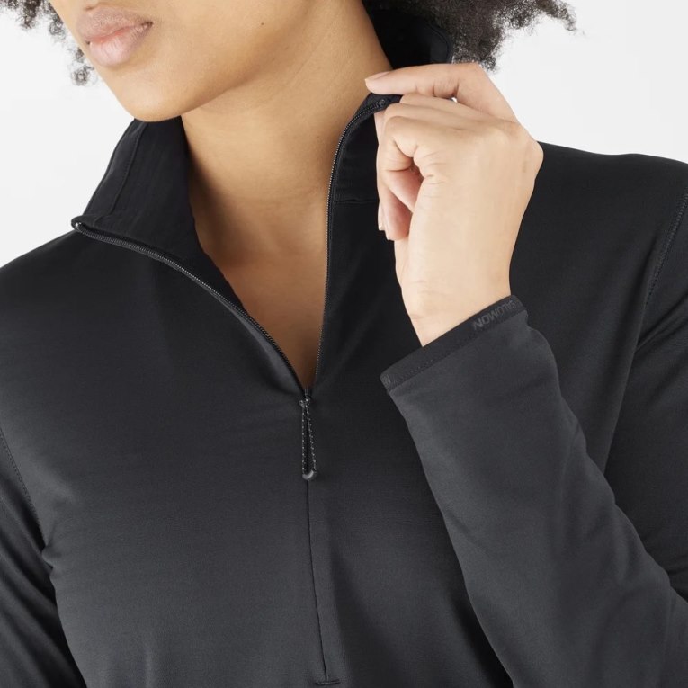 Black Salomon Essential Lightwarm Half Zip Women's Jackets | PH 53762U